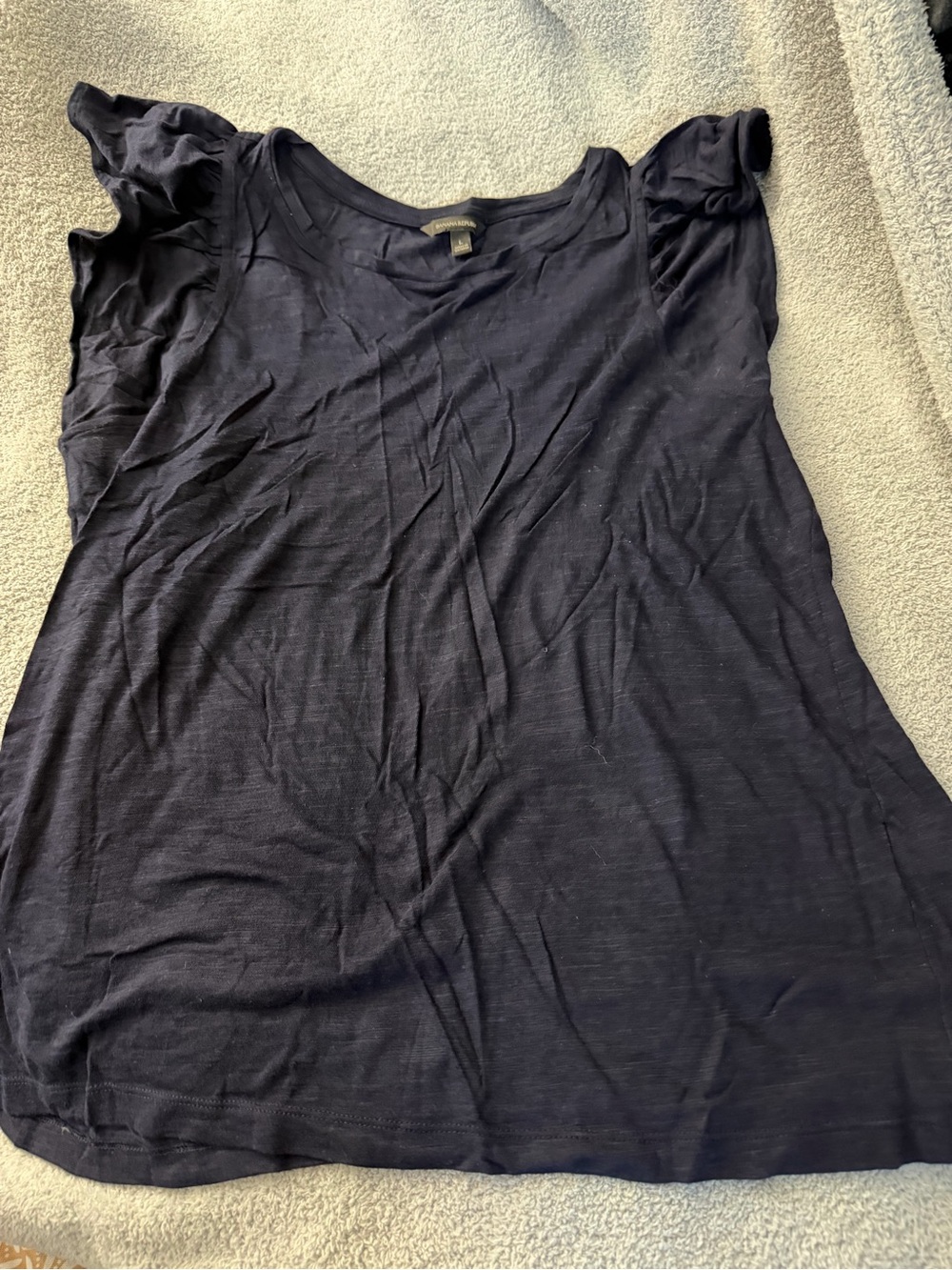Women’s Navy Short Sleeve Scoop Neck Top banana republic size L